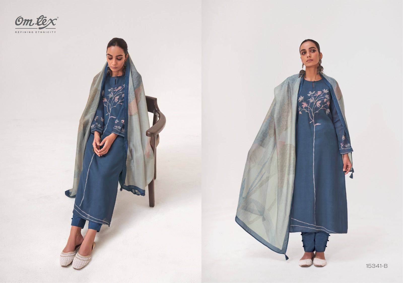 SITARA 15341 Series By OmTex Beautiful Festive Suits Stylish Colorful Fancy Casual Wear & Ethnic Wear MAL CHANDERI SILK Dresses At Wholesale Price